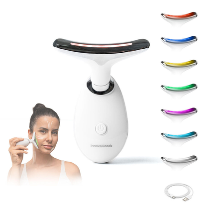 masajeador Facial Eléctrico Reafirmante para Cara y Cuello con LED, EMS y Calor Selora