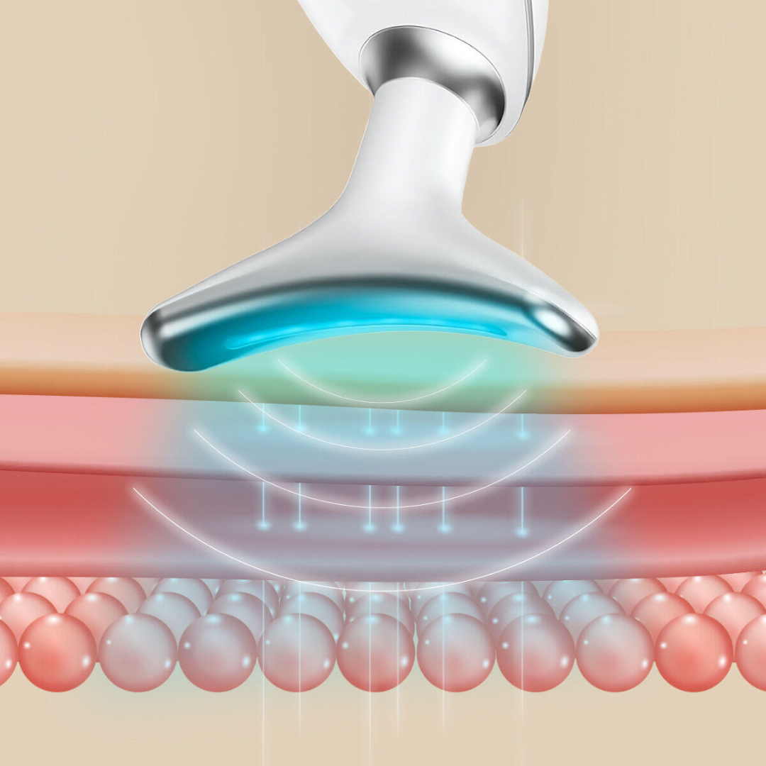 masajeador Facial Eléctrico Reafirmante para Cara y Cuello con LED, EMS y Calor Selora