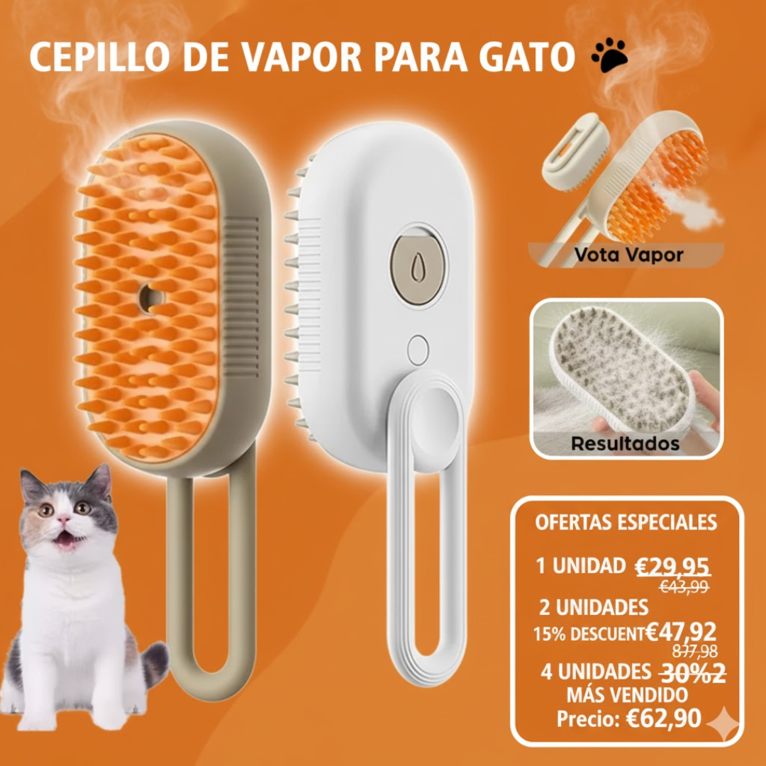 Cepillo Vapor Para Mascotas Pack 2 Piezas